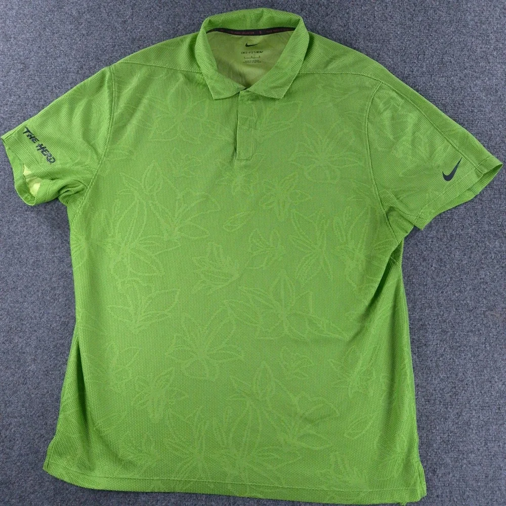 Nike Tiger Woods Collection Dri-FIT ADV Golf Polo Green Floral Mens Large L
